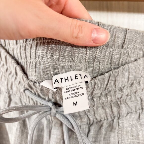 NWT Athleta Retreat Linen Wide Leg Pant in the Color Grey - Picture 4 of 6